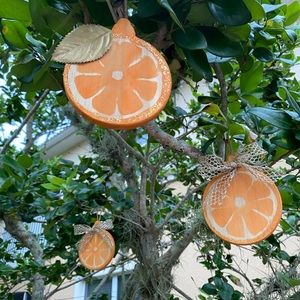 Orange Slice Ornaments Set of 3 Xmas